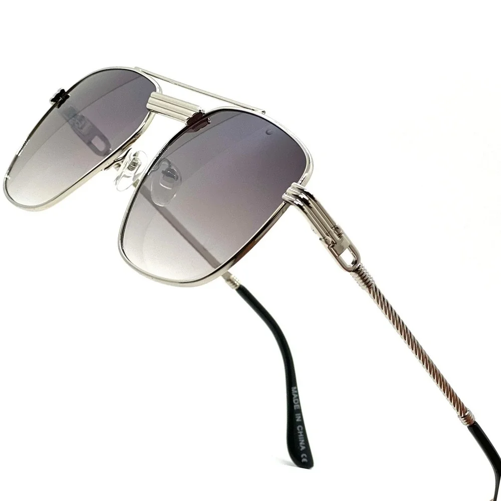 Men Sunglasses Fashion Silver Frame‎ Black Lens Sun UV Protection Driving Lentes